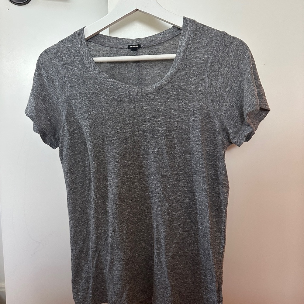 Monrow Gray Fitted Short Sleeve T-Shirt